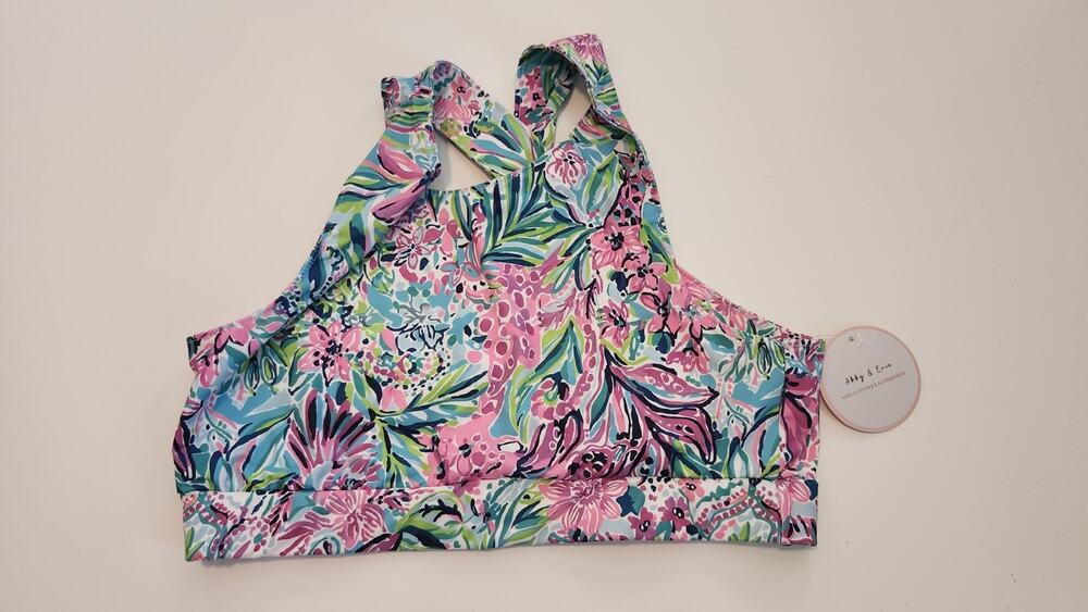 NWT Abby & Evie Girls Size 12-14 Floral Swimsuit Top #579